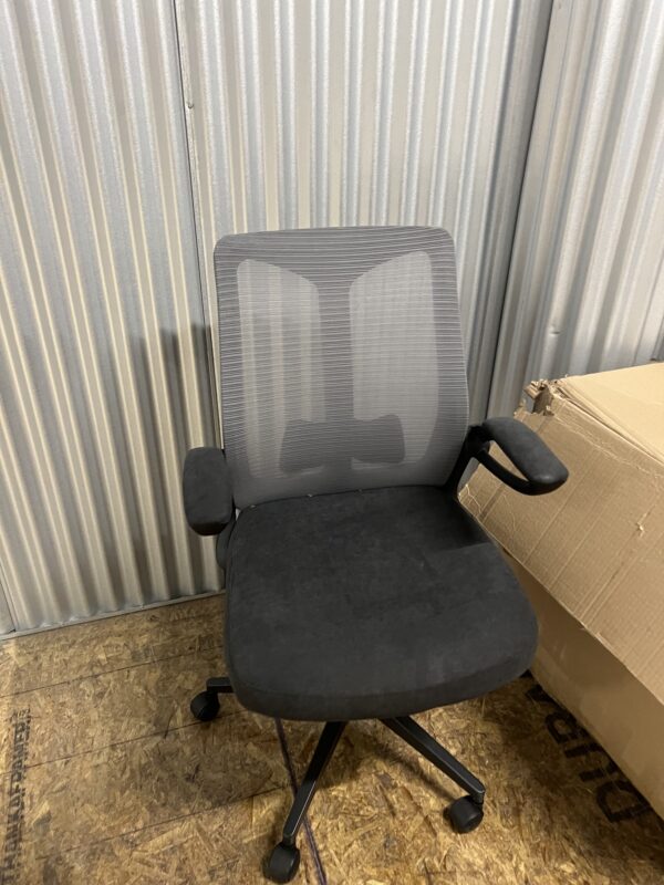 True Innovations Mesh Office Chair with Flip-up Arms Dark Gray - Image 3