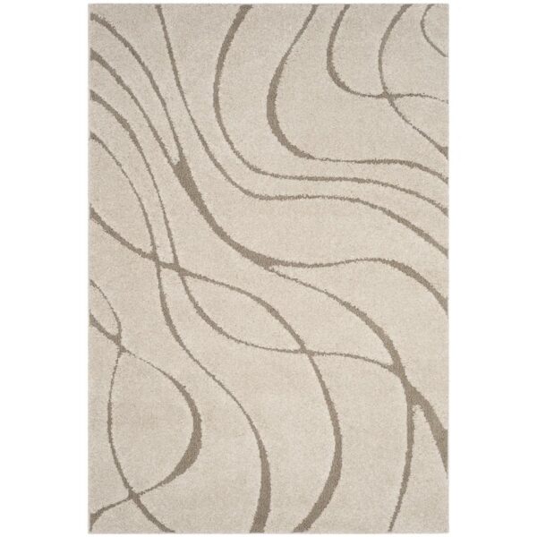 Ashal Abstract Shag Cream/Beige Area Rug 2'3"x4'