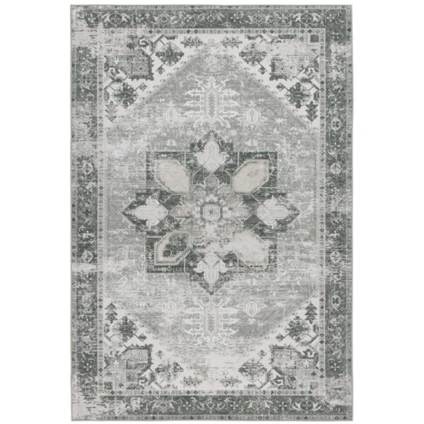 DeBary Oriental Dark Sage/Ivory Area Rug 4'x6'