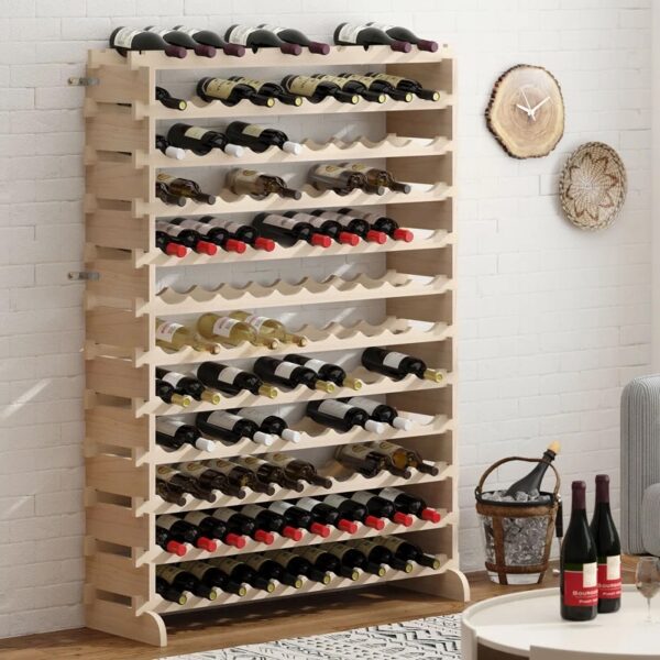 Avant Solid Wood Floor Wine Bottle Rack in Natural Wood