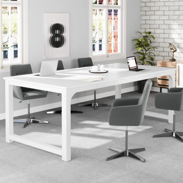 Metal Base Computer Desk White