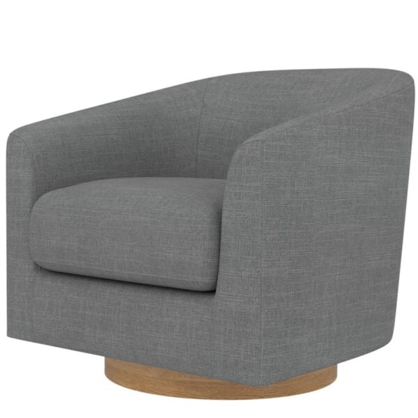 Upholstered Swivel Barrel Chair, Memory Foam Filled