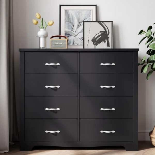 Kaiser 8 Drawer 47.2" W Double Dresser, Black