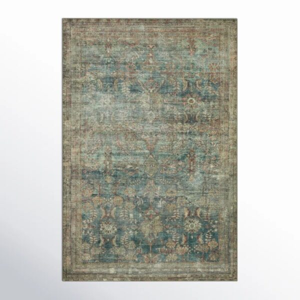 Magnolia Home By Joanna Gaines X Loloi Banks Machine Washable Ocean / Spice Area Rug 5'x7'6"