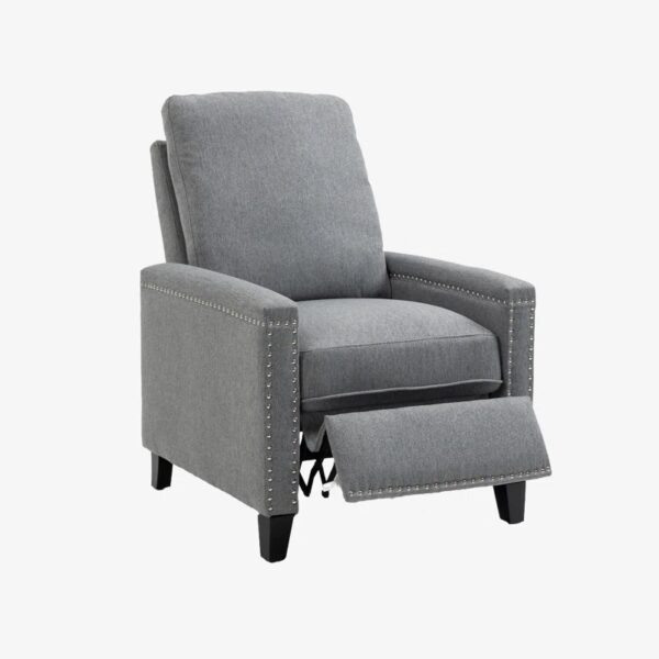 Gray Upholstered Manual Recliner