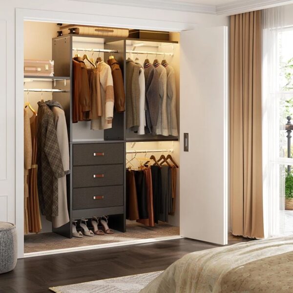 Nakada 19'' - 59" W Small Closet System with Fabric Drawers and Adjustable Shelves