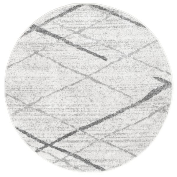 Amii Abstract Area Rug Grey/Off White 4' Round