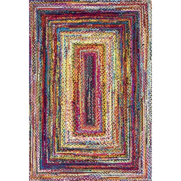 Handmade Braided Bohemian Cotton Multicolor Area Rug 3'x5'