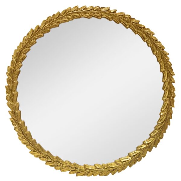 17 inch dia. Guilded Round Leaf Patterned Antique Gold Finish Frame