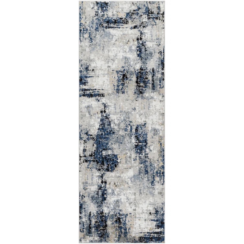 Cosey Abstract Navy/Grey Area Runner 2'7"x10'