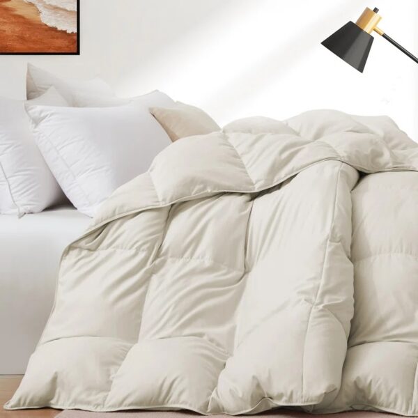 600 Fill Power Goose Down and Feather All Season Comforter Duvet Insert King Cream