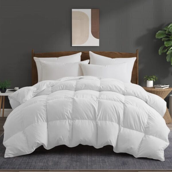 600 Fill Power Goose Down and Feather All Season Comforter Duvet Insert King White