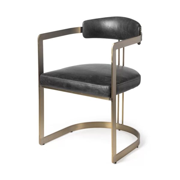 Bradley Genuine Leather Upholstered Metal Arm Chair