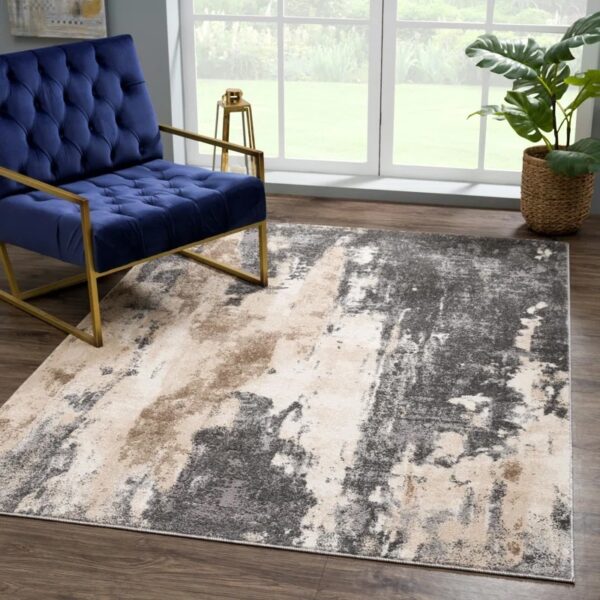 Dolbeare Abstract Grey Area Rug 6'x9'