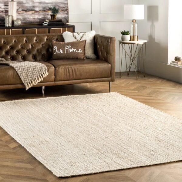 Cruise Jute Area Rug for Dining Room Living Room Kitchen, Off White 8'x10'