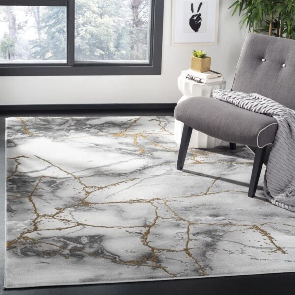 Swindle Abstract Grey/Gold Area Rug 6'x9'