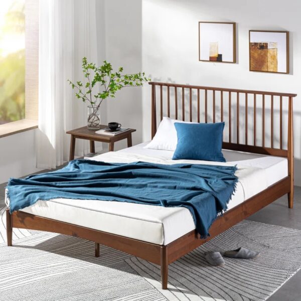 Zinus Mid-Century Modern Wood Spindle Platform Bed Queen