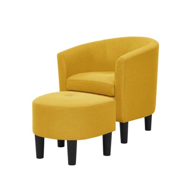 Upholstered Barrel Chair with Ottoman