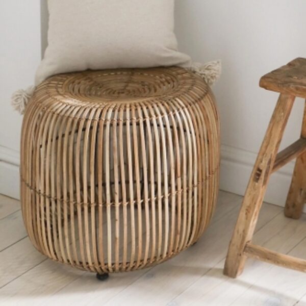 Celeste Rattan Ottoman with Metal Frame