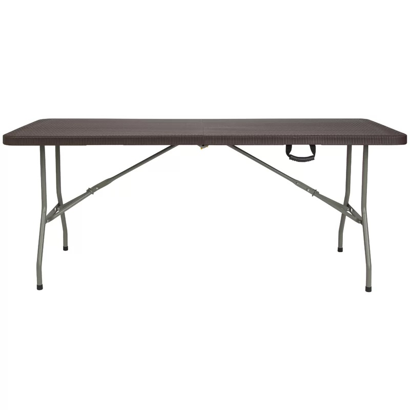 6-Foot Bi-Fold Rattan Plastic Folding Table with Handle - Event Table