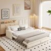 63.8" 3-in-1 Convertible Pull Out Sofa Bed with Side Storage Beige - Image 3