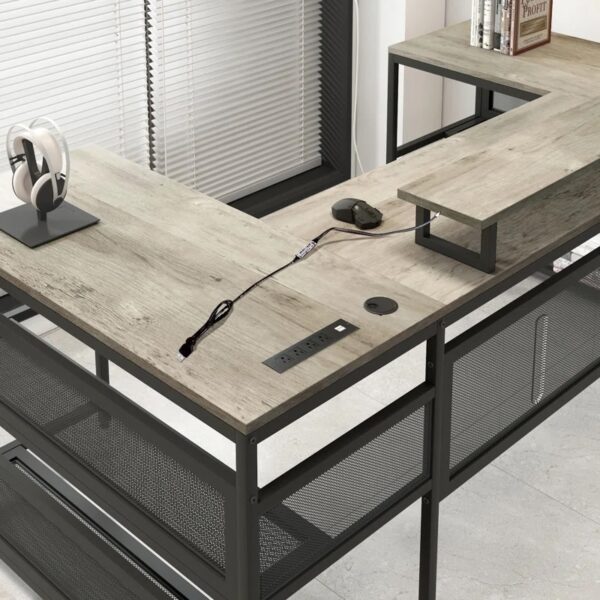Corner 81.9'' Desk RTA Gray - Image 2