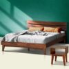 Acacia Aurora 2-Pcs King Bedroom Set – Solid Wood Platform Bed Frame & Matching Nightstand, Mid-Century Modern - Image 5
