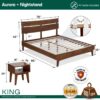 Acacia Aurora 2-Pcs King Bedroom Set – Solid Wood Platform Bed Frame & Matching Nightstand, Mid-Century Modern - Image 4