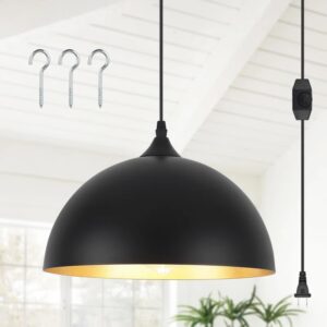 Mehriban 11.8" Wide 1 - Light Plug In Pendant Lights with On/Off Dimmer Switch, Industrial Dining Room Chandelier