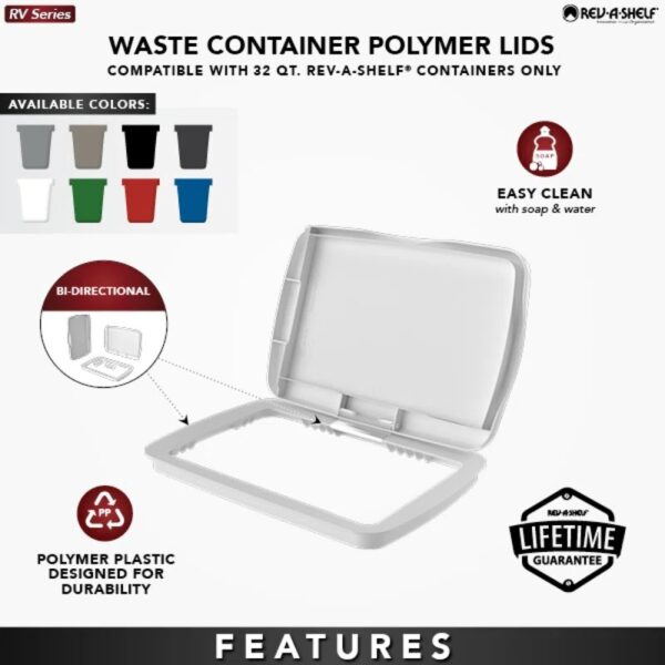 Polymer Lid For Rev-A-Shelf 32 Qt. Waste/Trash Containers Green - Image 2