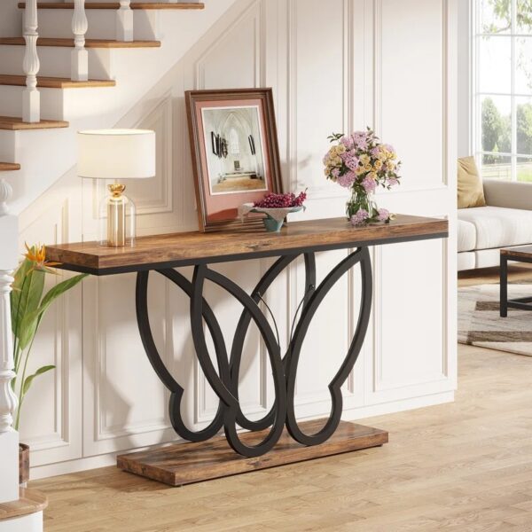 Calero 55.11" Accent Console Sofa Table with Butterfly Frames