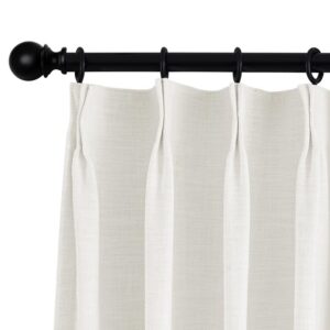 Pinch Pleated 100% Blackout Linen Curtains 2 Panels Farmhouse Light Linen