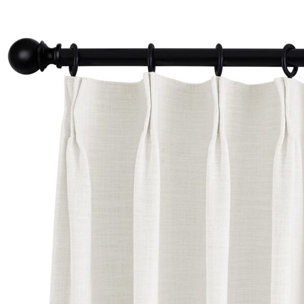 Pinch Pleated 100% Blackout Linen Curtains 2 Panels Farmhouse Light Linen