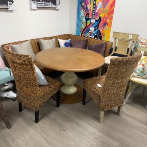 Lexi 46" Farmhouse Round Dining Table with Diamond Veneer Top ONLY