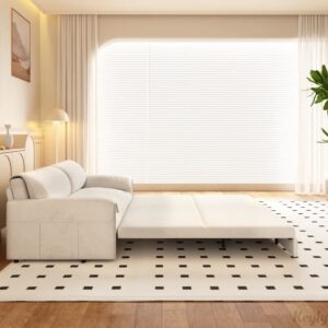 63.8" 3-in-1 Convertible Pull Out Sofa Bed with Side Storage Beige