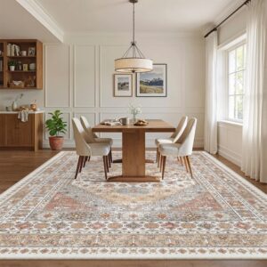 Washable Rug - Stain Resistant Non-Slip Area Rugs Turmeric/Grey 10'x14'