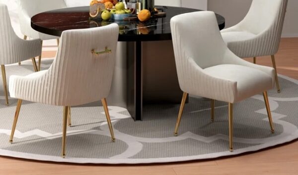 Tufted Velvet Metal Side Chair Dining Chair Set of 2 - Image 3