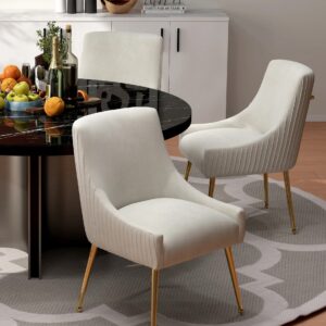 Tufted Velvet Metal Side Chair Dining Chair Set of 2