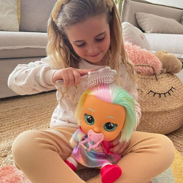Cry Babies Dressy Fantasy Hannah - 12" Baby Doll | Metallic Rainbow Dress - Image 3
