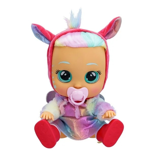 Cry Babies Dressy Fantasy Hannah - 12 Baby Doll | Metallic Rainbow Dress with Pastel Fuzzy Pegasus Themed Jacket