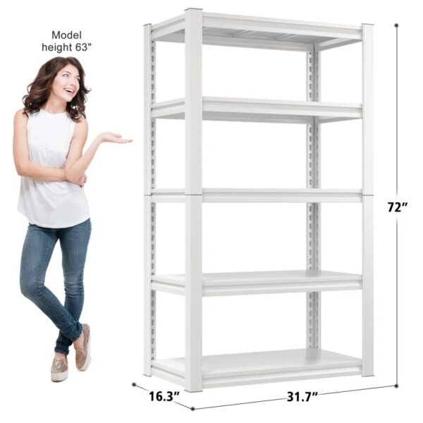 Makaylin Storage Shelves Garage Shelving Unit for Storage 5-Tiers Storage Shelf White - Image 4