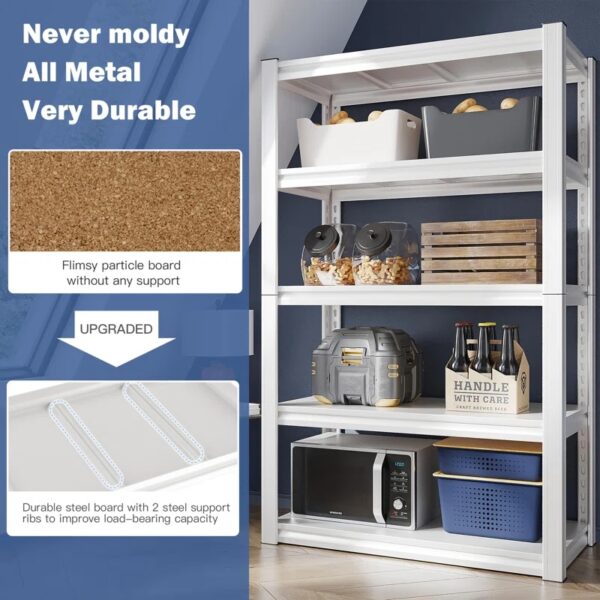 Makaylin Storage Shelves Garage Shelving Unit for Storage 5-Tiers Storage Shelf White - Image 2