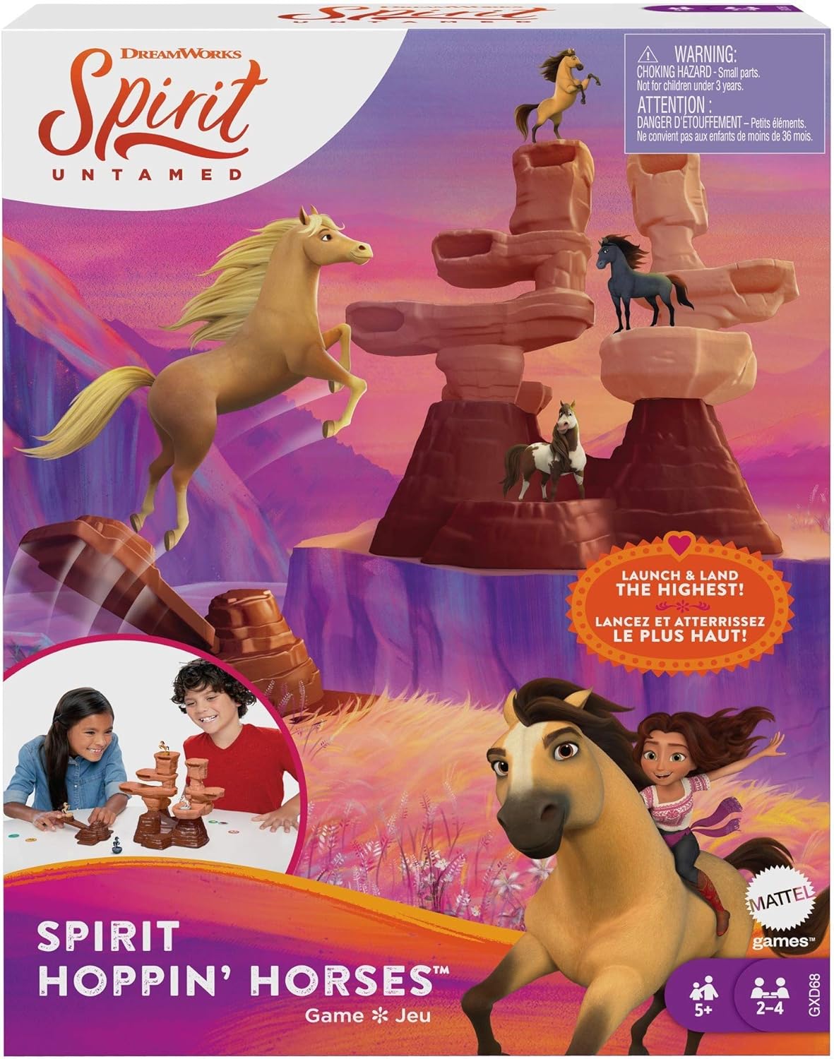Mattel GXD68 Spirit Untamed Hoppin' Horses Kids Game Horse Launcher Game With Mountain Tower