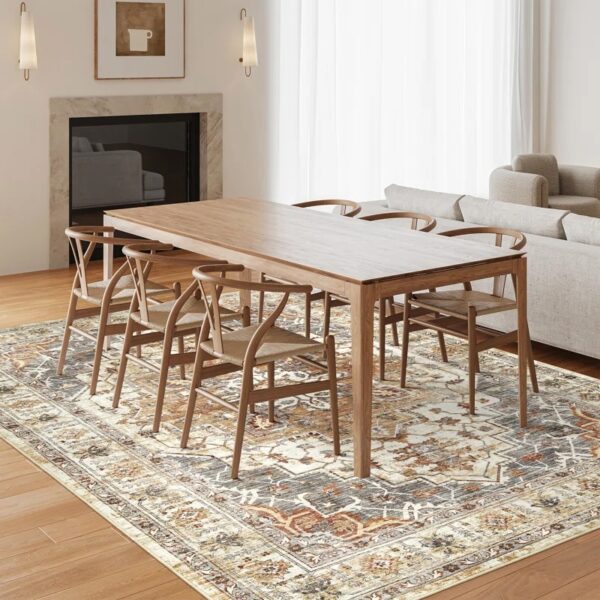 Washable Rug - Stain Resistant Non-Slip Area Rugs Turmeric/Grey 10'x14' - Image 3