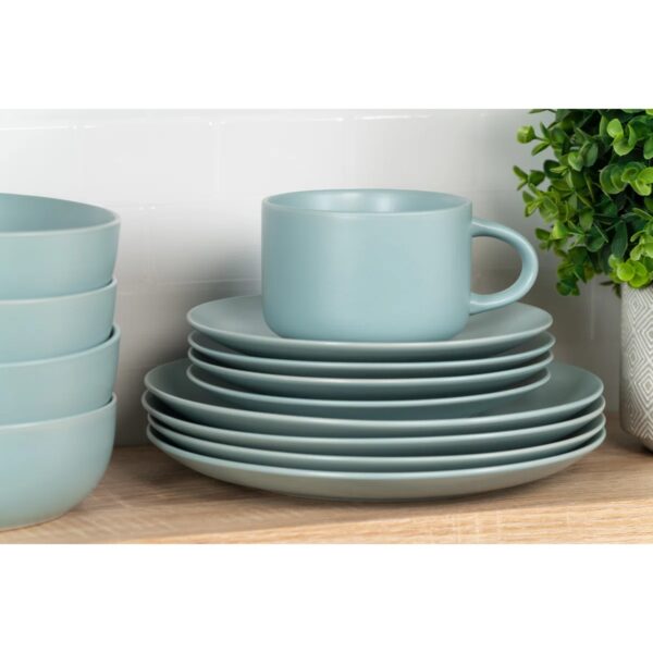 Wazee Matte 16 Piece Dinnerware Set, Service for 4 Mineral Blue - Image 2