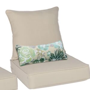 One set of Indoor/Outdoor Beige Cusion Set - One Back, Two Seat & Two Kidney Pillow