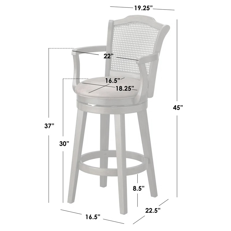 30" Tillman Solid Wood and Cane Swivel Barstool (set of 2) - Image 4