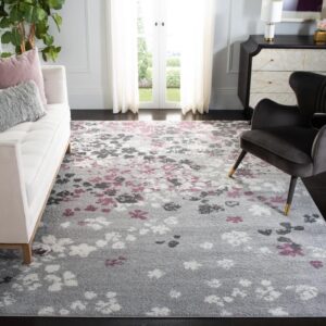 Makeba Floral Grey/Purple Area Rug 9'x12'