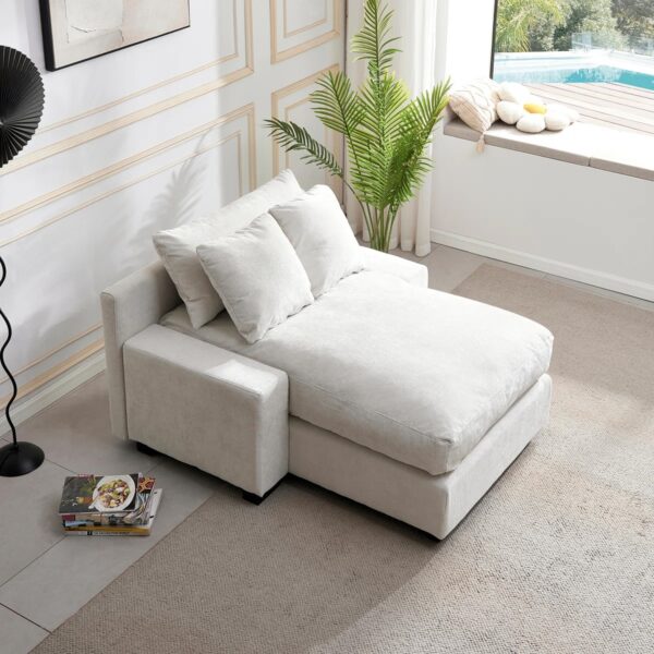 Modern Luxury Sofa Couch for Living Room Quality Chenille Beige - Image 5