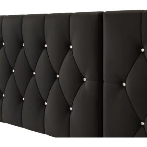 Titian Upholstered Wall Panel HEADBOARD Bed Queen Size Black